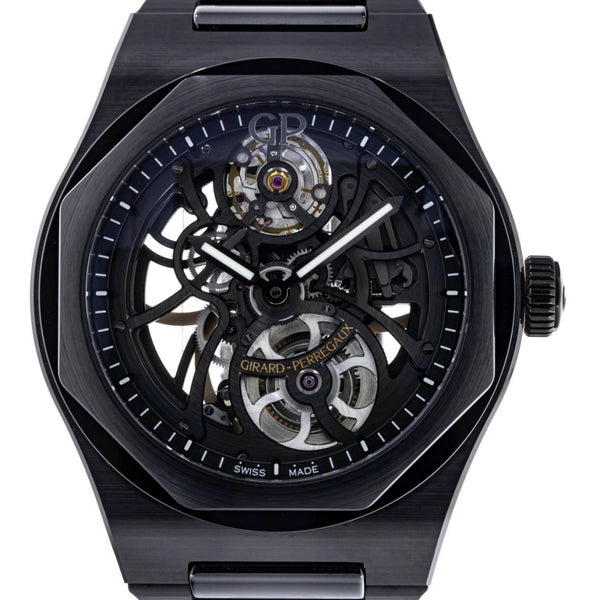 Pre owned Girard perregaux Laureato Skeleton Black Ceramic