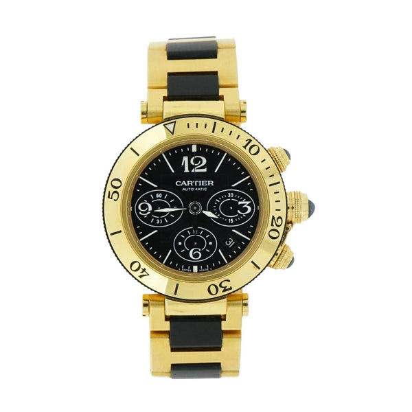 Pre-owned Cartier Pasha Seatimer Chronograph In 18 Karat Yellow