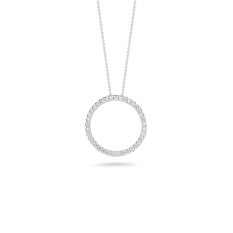 Tiny Treasures 18K White Gold Medium Diamond Cirlce Drop Necklace