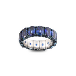 Sapphires 18K Blued White Gold Oval Cut Stretch Ring