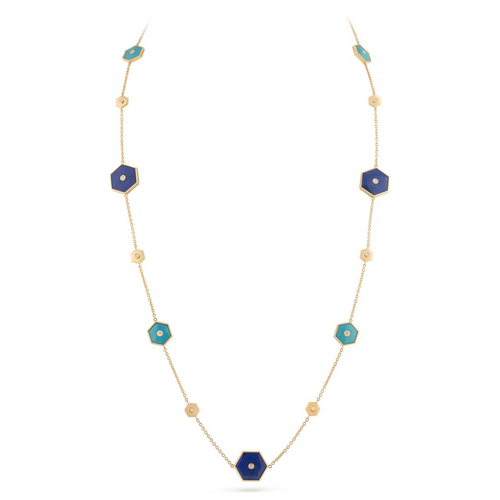 Baia Sommersa 18K Yellow Gold Lapis & Turquoise Diamonds Long Necklace