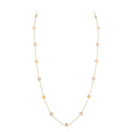 Baia Sommersa 18K Yellow Gold Mother of Pearl & Diamond Station Necklace