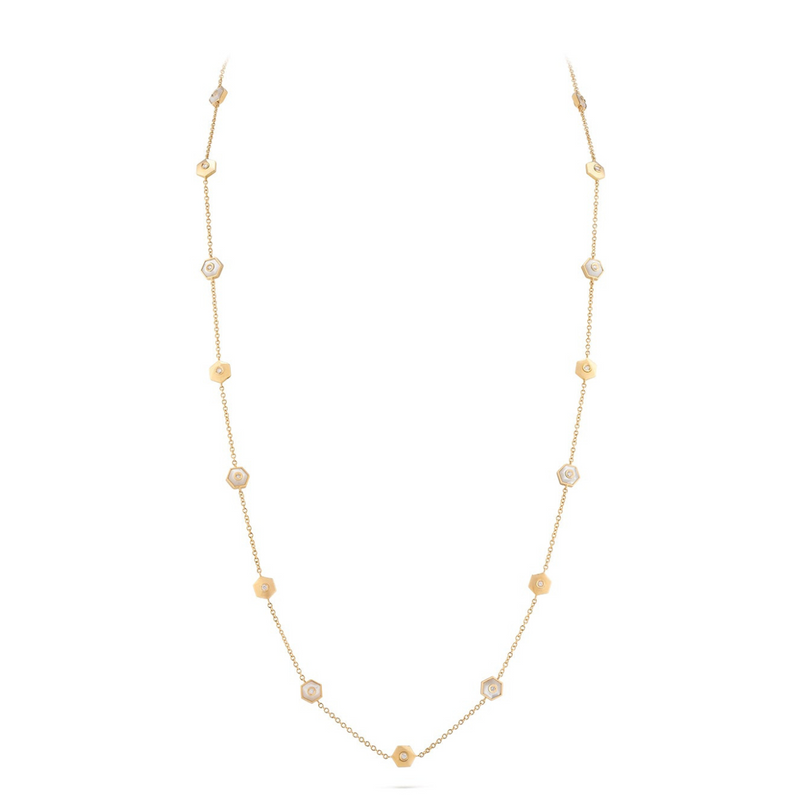 Baia Sommersa 18K Yellow Gold Mother of Pearl & Diamond Station Necklace