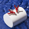 Sterling Silver Red Enamel Lobster Cufflinks