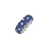 Blue Sapphire 18K White Gold Domed Diamond Stretch Ring