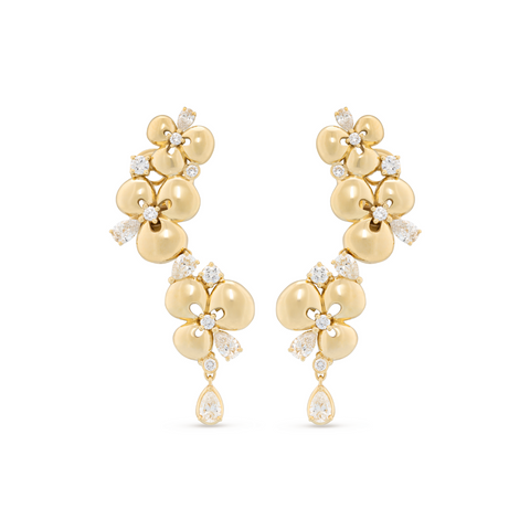 Ischia 18K Yellow Gold Diamond Long Drop Earrings