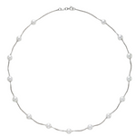 14K White Gold 5.5-6MM White Freshwater Pearl Tin Cup Necklace, 17 Inches