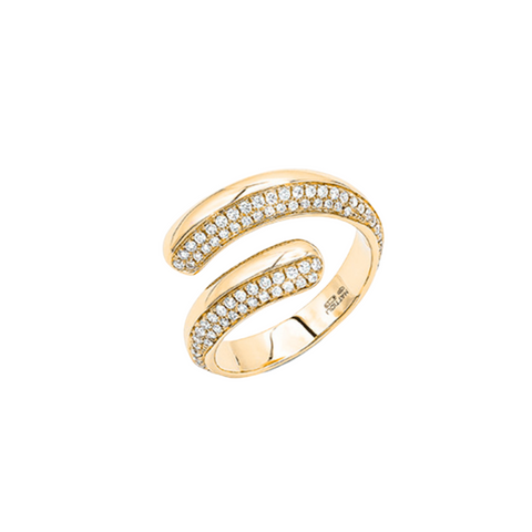 Classic 18K Yellow Gold Diamond Pavè Twist Ring