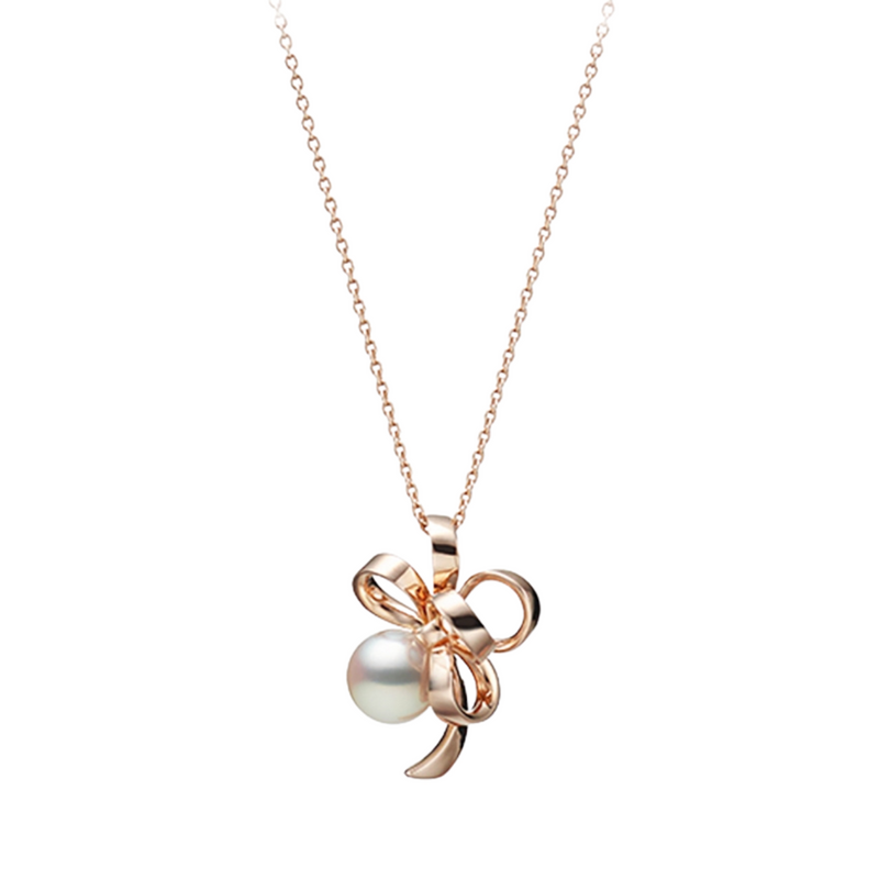 Jeux De Rubans 18K Pink Gold Akoya Cultured Pearl Pendant Necklace