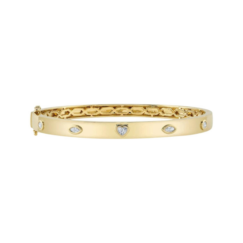 Bailey 14K Yellow Gold 0.35 ct Mixed Cut Diamond Bezel Set Bangle Bracelet