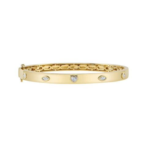 Bailey 14K Yellow Gold 0.35 ct Mixed Cut Diamond Bezel Set Bangle Bracelet