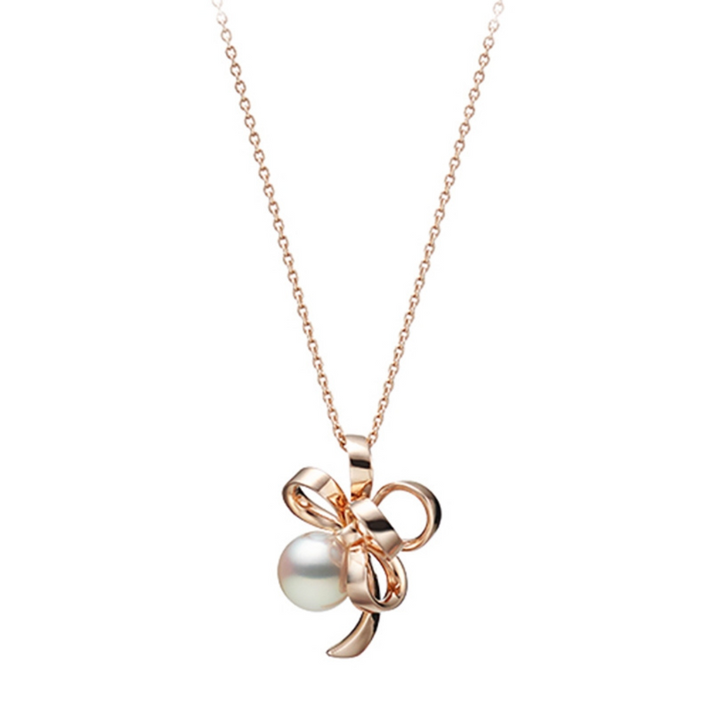 Jeux De Rubans 18K Pink Gold Akoya Cultured Pearl Pendant Necklace