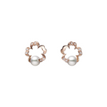 Cherry Blossom 18K Pink Gold Akoya Cultured Pearl & Diamond Earrings