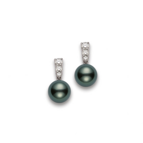 Morning Dew 18K White Gold Black South Sea Cultured Pearl & Diamond Drop Earrings