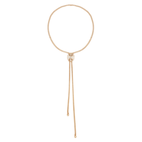 18K YELLOW GOLD & DIAMOND LARIAT NECKLACE