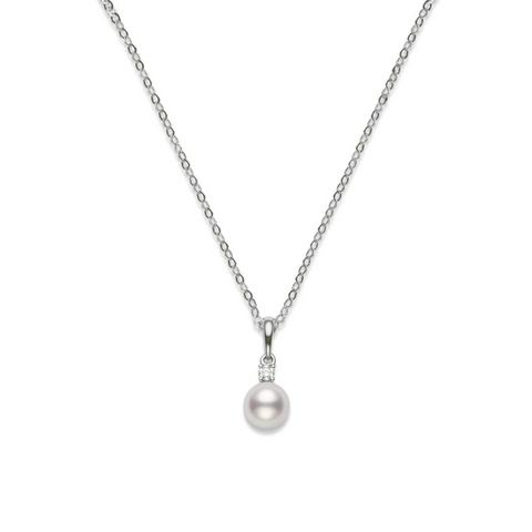 Morning Dew 18K White Gold Akoya Cultured Pearl Pendant Necklace