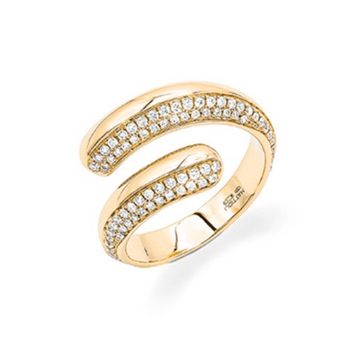 Classic 18K Yellow Gold Diamond Pavè Twist Ring