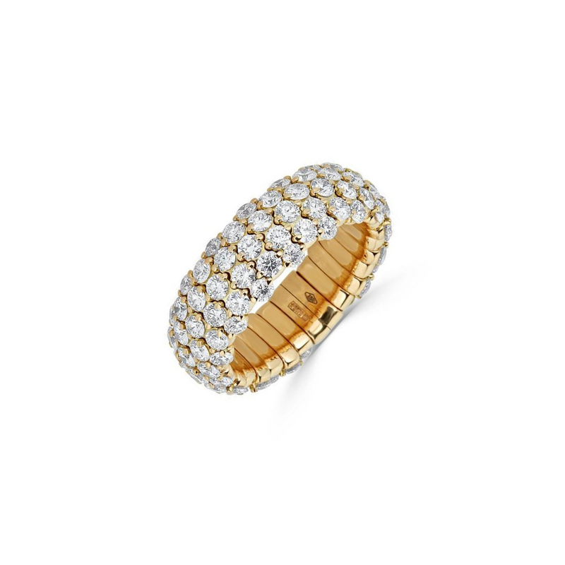 Diamond Domed 18K Yellow Gold Stretch Small Ring