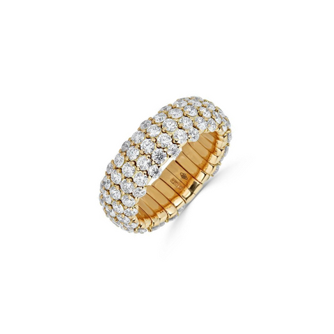 Diamond Domed 18K Yellow Gold Stretch Small Ring