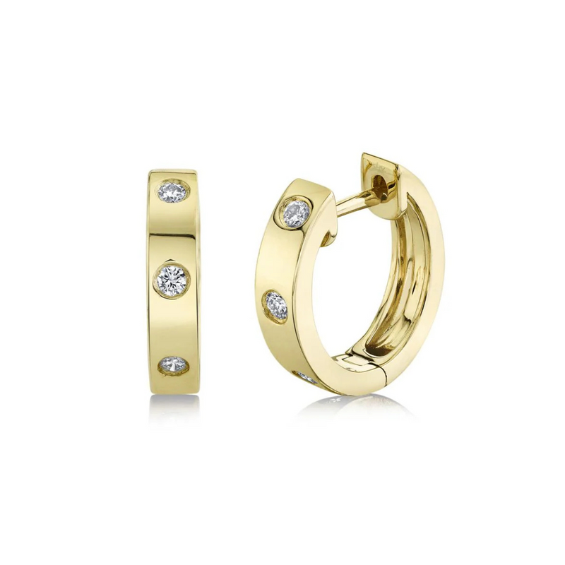 14K Diamond Huggie Earring