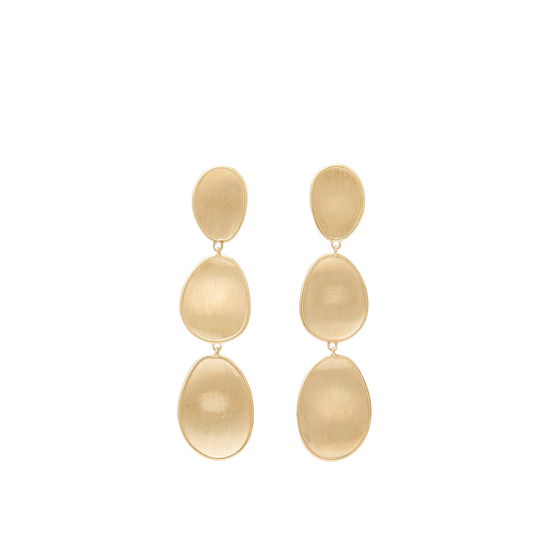 18K Yellow Gold Lunaria 3 Drop Petal Earrings