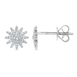 14K White Gold & Diamond Starburst Stud Earring