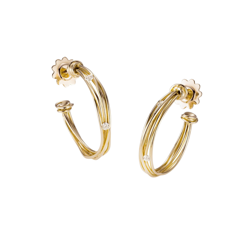 Tibet 18K Yellow Gold Woven Diamond Tension Hoop Earrings