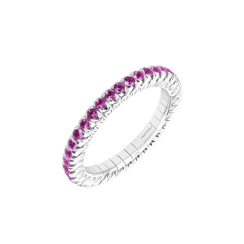 Xband 18K White Gold Pink Sapphire Stretch Ring