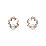 Cherry Blossom 18K Pink Gold Akoya Cultured Pearl & Diamond Earrings