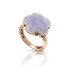 Bon Ton 18k Rose Gold Blue Chalcedony & Diamond Flower Ring