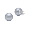 14K White Gold 9.5-10MM Gray Button Freshwater Pearl Earrings