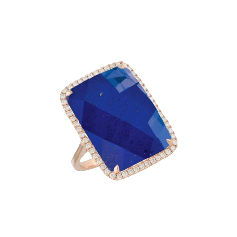 Royal Lapis 18K Rose Gold Quartz Over Lapis Diamond Ring