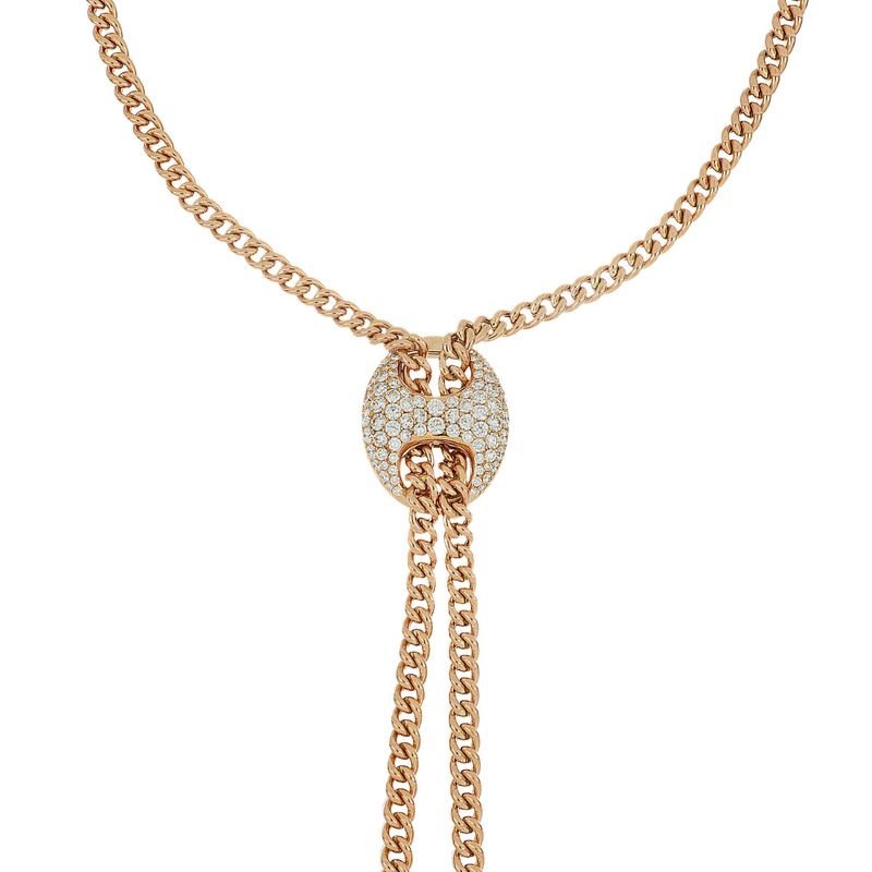 18K YELLOW GOLD & DIAMOND LARIAT NECKLACE