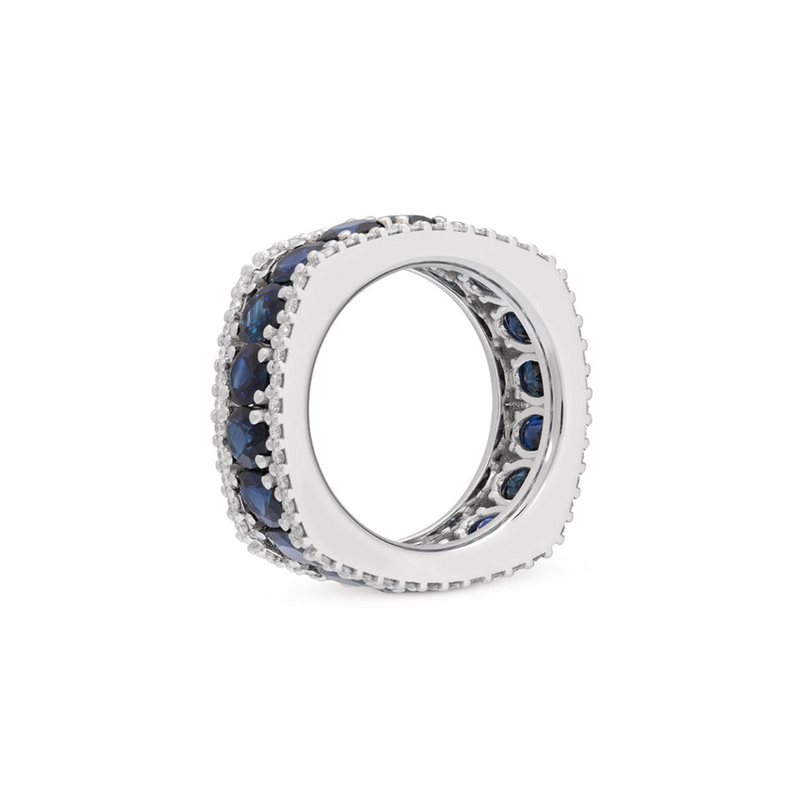 Procida 18K White Gold Sapphire & Diamond Band Ring