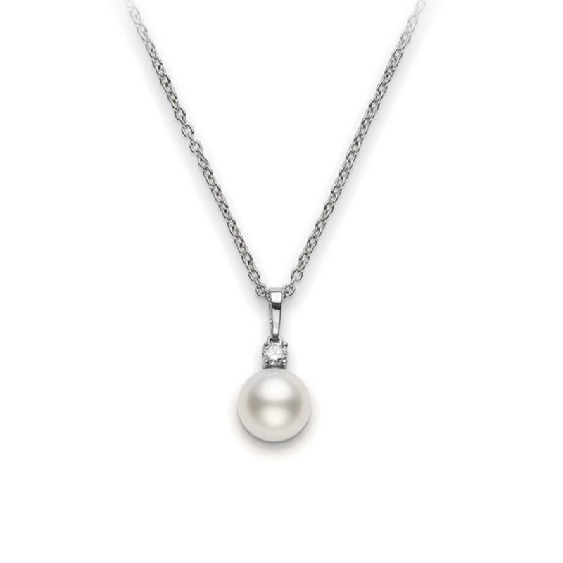 Morning Dew 18K White Gold Akoya Cultured Pearl Pendant Necklace