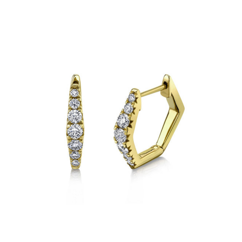 Kate 14K Yellow Gold 0.4 ct Hexagon Diamond Huggies Hoop Earrings