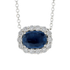 18K White Gold & Sapphire Halo Necklace