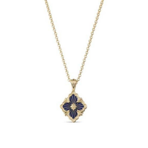 Opera 18K Yellow Gold Tulle Blue Enamel Pendant Necklace