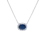 18K White Gold & Sapphire Halo Necklace