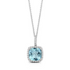 Sky Blue 18K White Gold Topaz & Diamond Halo Necklace