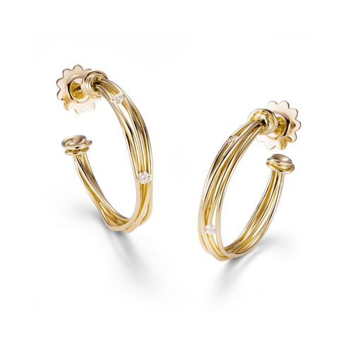 Tibet 18K Yellow Gold Woven Diamond Tension Hoop Earrings