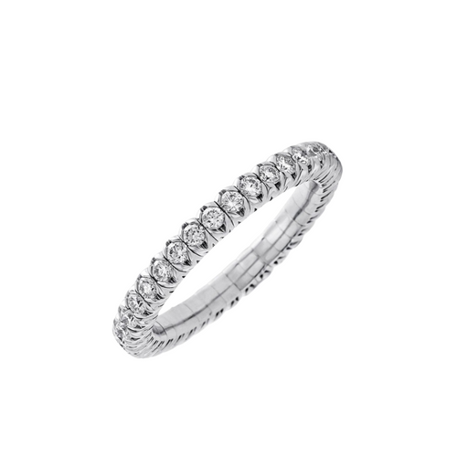 Xband 18K White Gold Diamond Large Stretch Ring