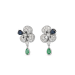 Ischia 18K White Gold Diamond Pavé Sapphires & Emeralds Drop Earrings