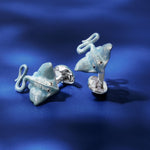 Sterling Silver Blue Enamel Stingray Cufflinks