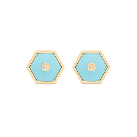 Baia Sommersa 18K Yellow Gold Turquoise & Diamond Stud Earrings