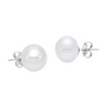 14K White Gold 9.5-10MM Button Freshwater Pearl Earrings