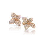 Petit Garden 18K Rose Gold Pavé White and Champagne Diamond Medium Flower Earrings