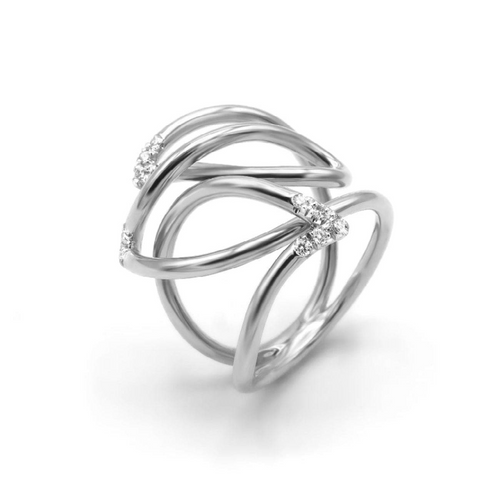 Navettes 18K White Gold Diamond Touch Ring