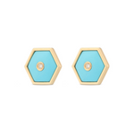 Baia Sommersa 18K Yellow Gold Turquoise & Diamond Stud Earrings