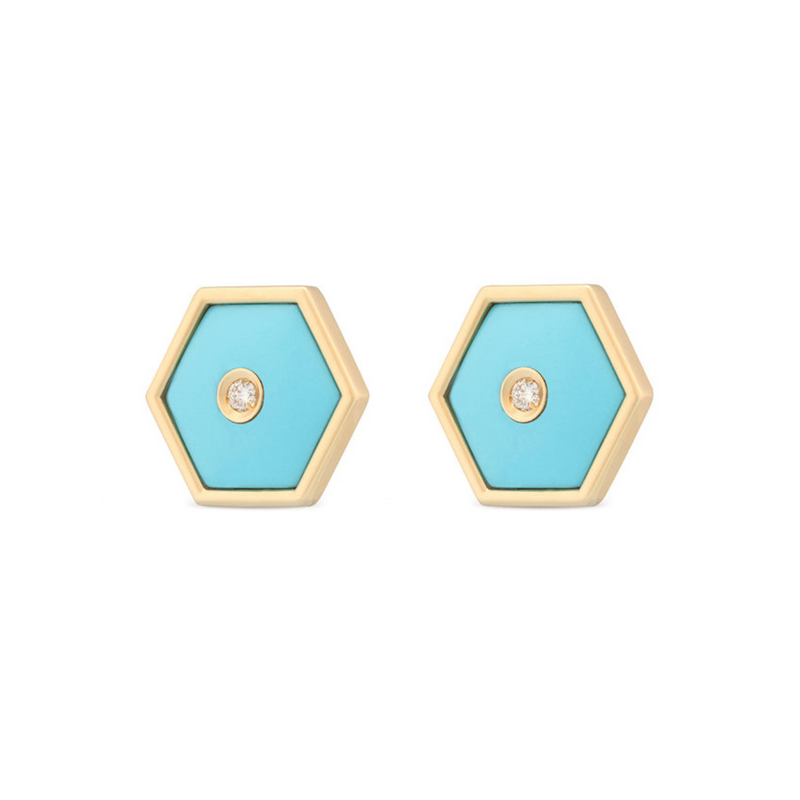 Baia Sommersa 18K Yellow Gold Turquoise & Diamond Stud Earrings